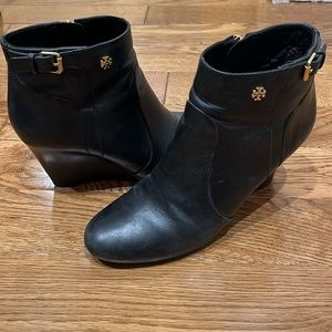 Tory Burch Black wedge booties size 8, barely worn
